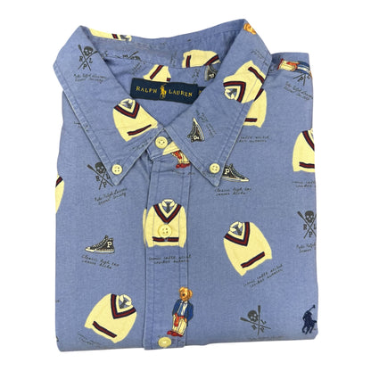 Camisa Polo R.L hombre Oxford Celeste Edición Polo Bear Caballo Azul