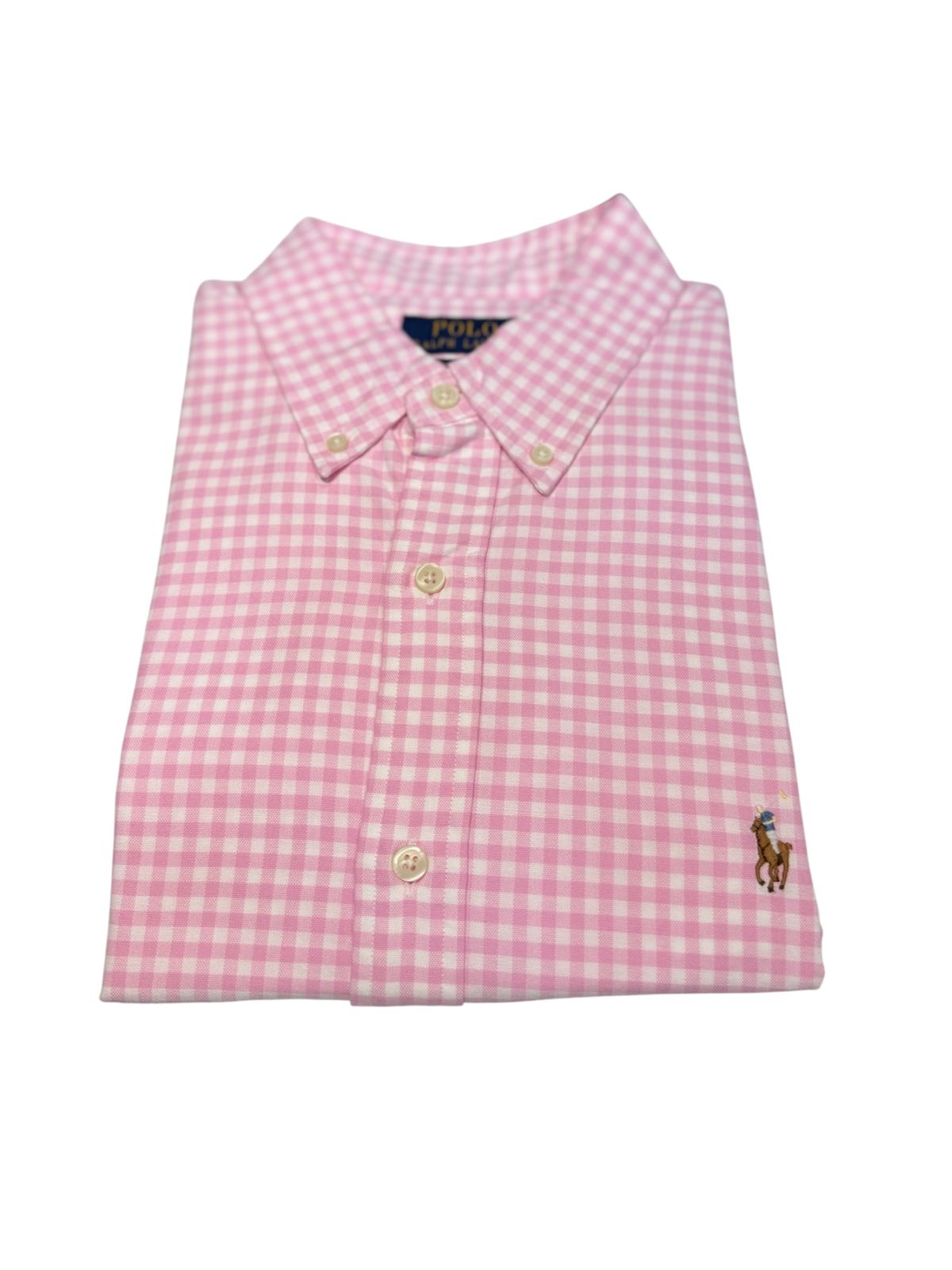 Camisa Polo R.L hombre Oxford Cuadros Rosados Caballo Multicolor