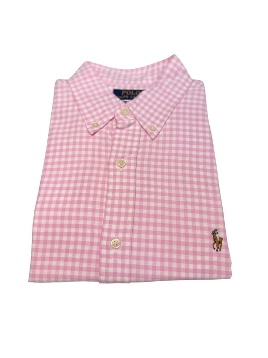 Camisa Polo R.L hombre Oxford Cuadros Rosados Caballo Multicolor
