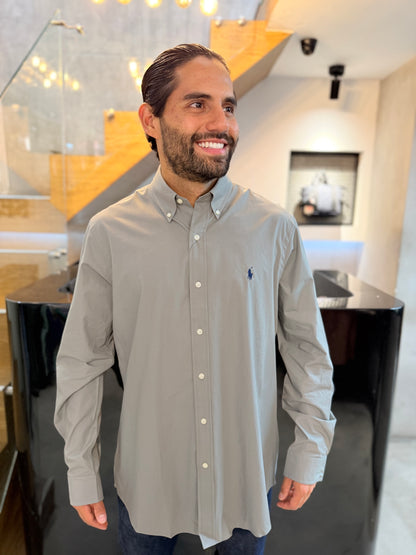 Camisa Polo R.L hombre Performance Gris Caballo Azul