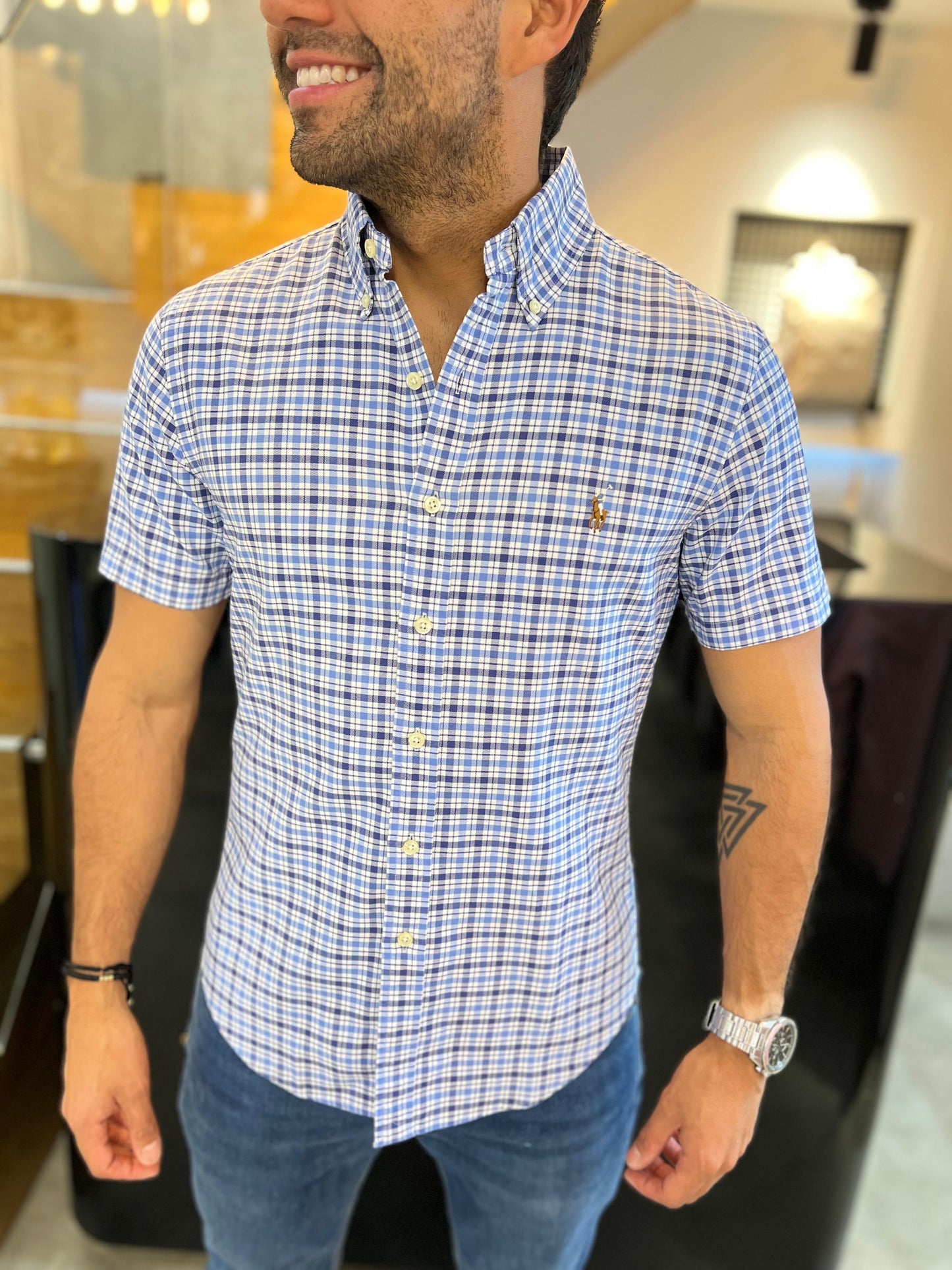 Camisa Polo R.L hombre Algodón Slim Fit Manga Corta
