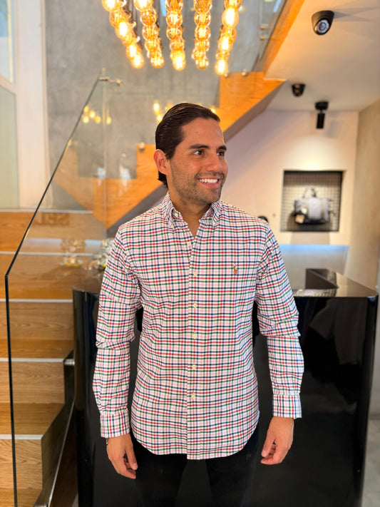 Camisa Polo R.L hombre Oxford Cuadros Colores Caballo Multicolor