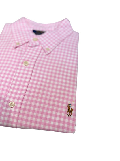 Camisa Polo R.L hombre Oxford Cuadros Rosados Caballo Multicolor
