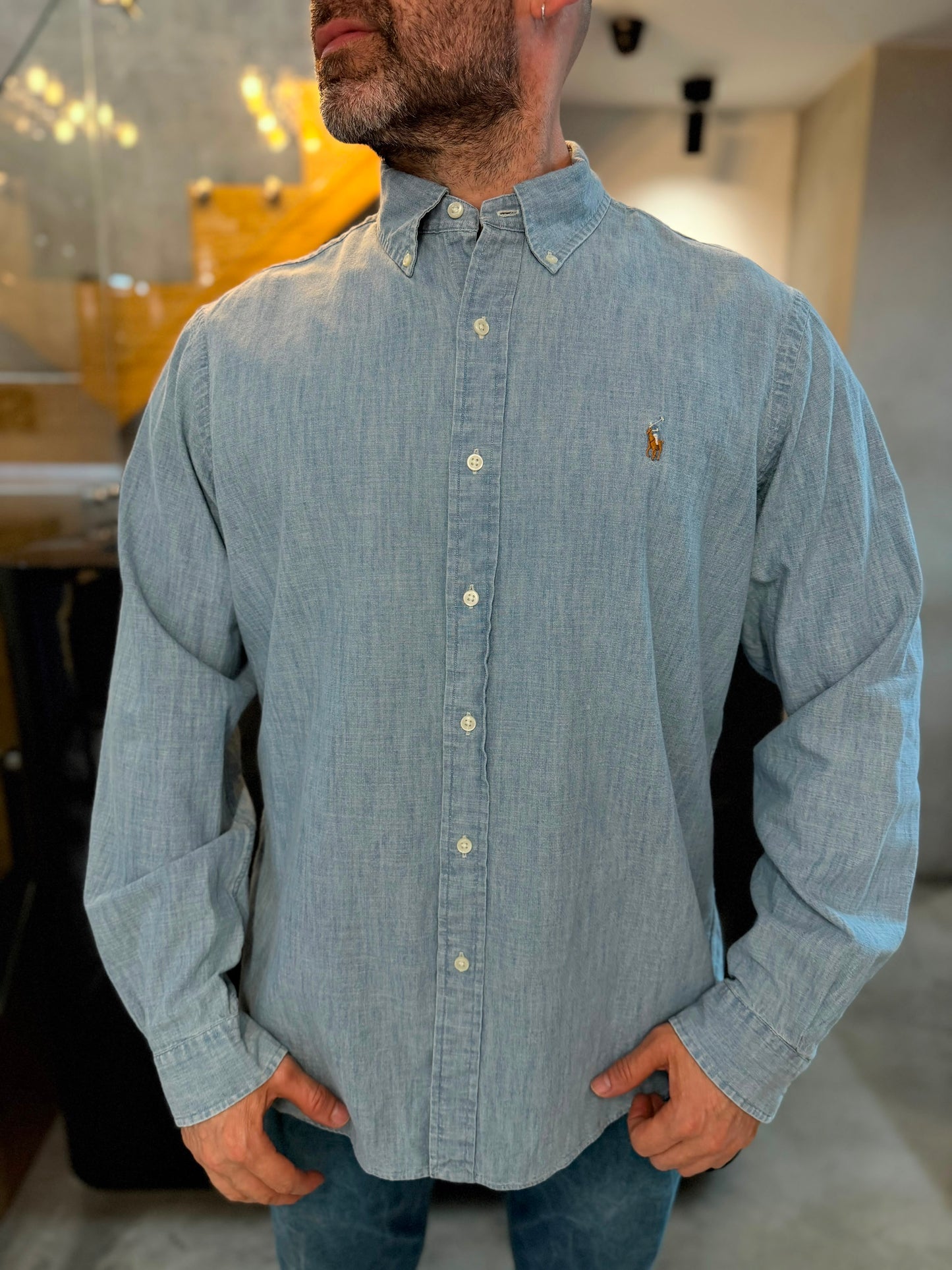 Camisa Polo R.L hombre Algodón Denim  Caballo Multicolor