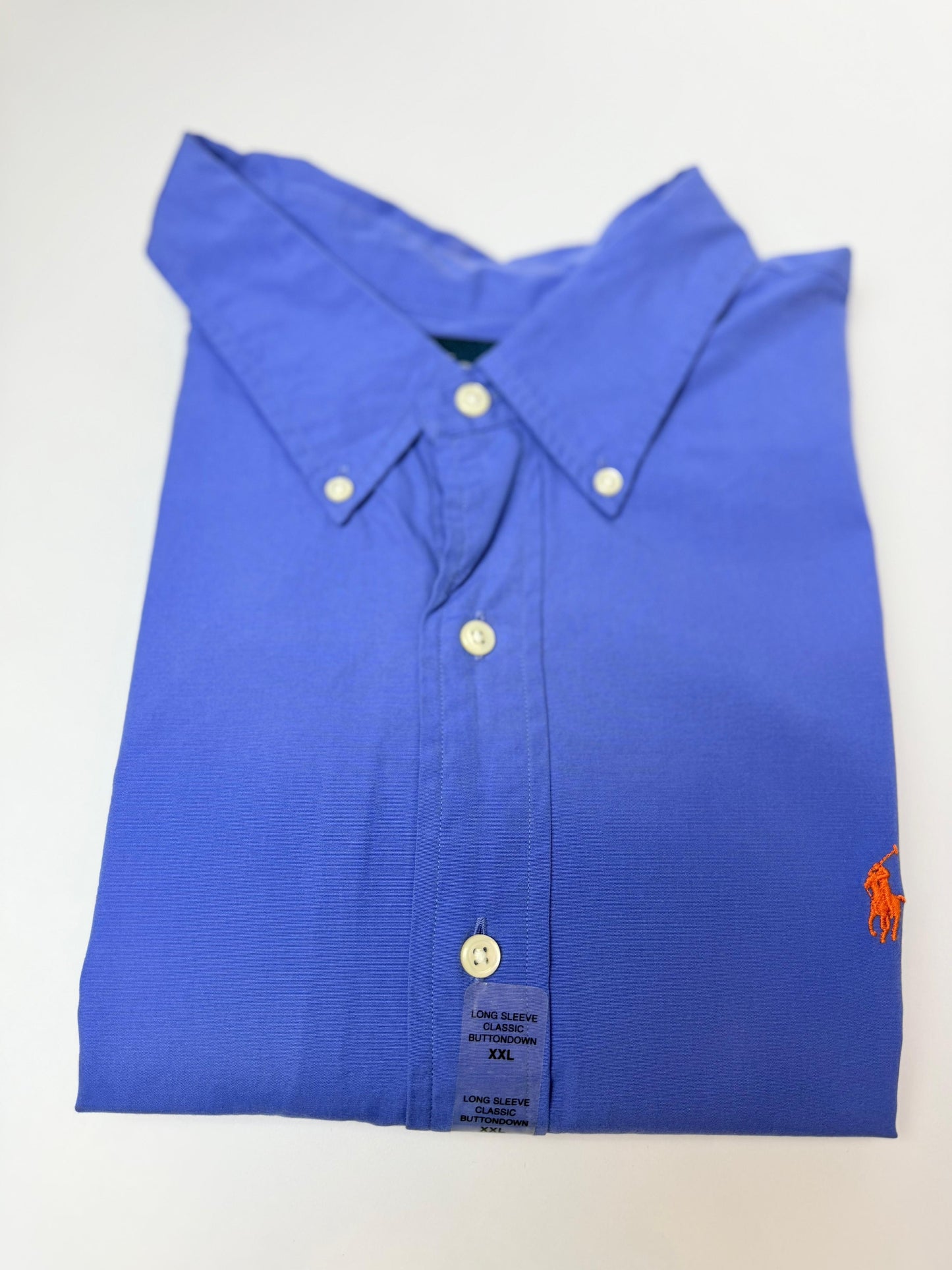 Camisa Polo R.L hombre Algodón Azul Caballo Naranja