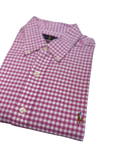 Camisa Polo R.L hombre Oxford Slim Fit Cuadros Rosados Caballo Multicolor