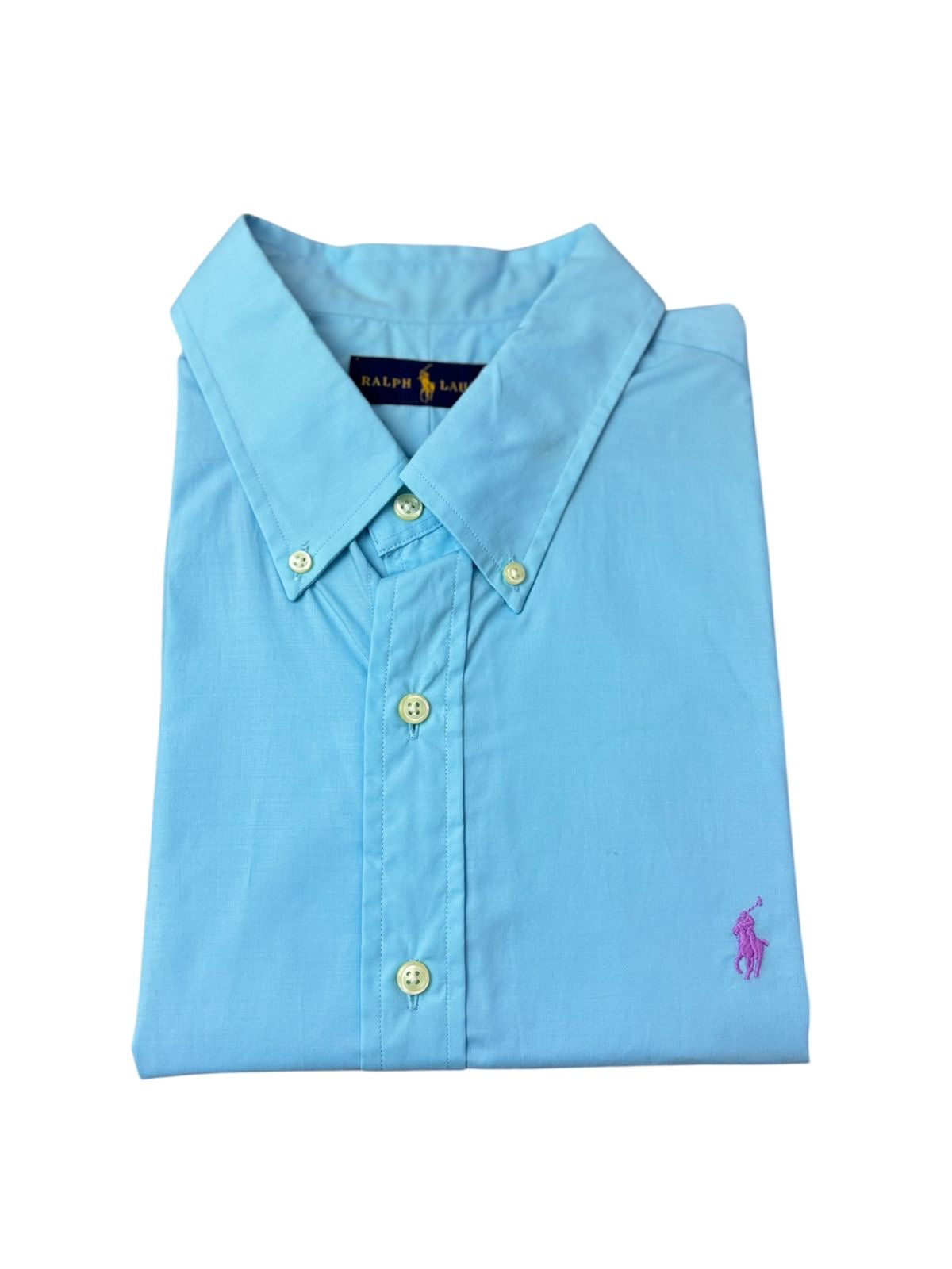 Camisa Polo R.L hombre Algodón Celeste