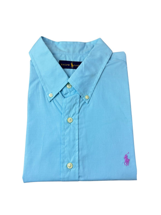 Camisa Polo R.L hombre Algodón Celeste
