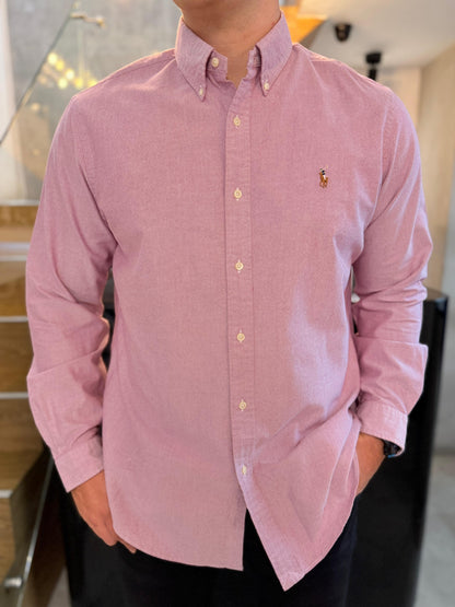 Camisa Polo R.L hombre Oxford Rosa Caballo Multicolor