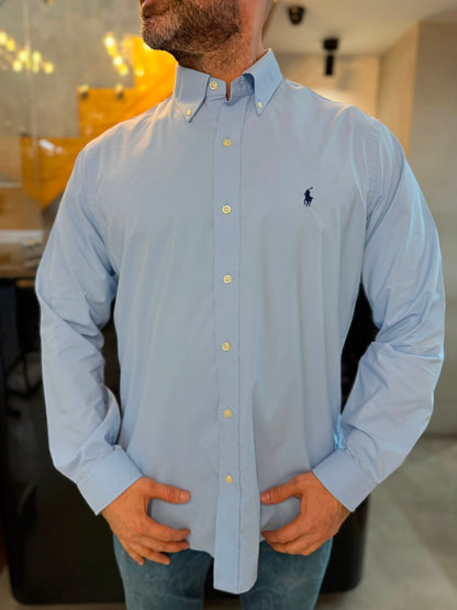 Camisa Polo R.L hombre Algodón Performance Azul Cielo Caballo Azul