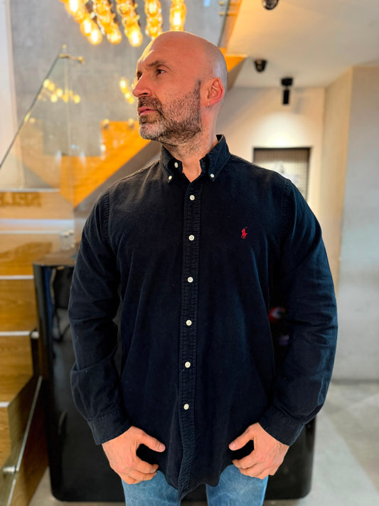 Camisa Polo R.L hombre Algodón Grueso Negra Caballo Rojo
