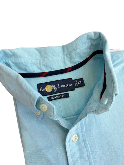 Camisa Polo R.L hombre Oxford Celeste