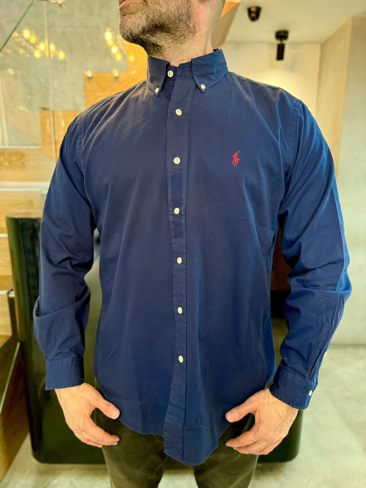 Camisa Polo R.L hombre Algodón Azul Oscuro Caballo Rojo