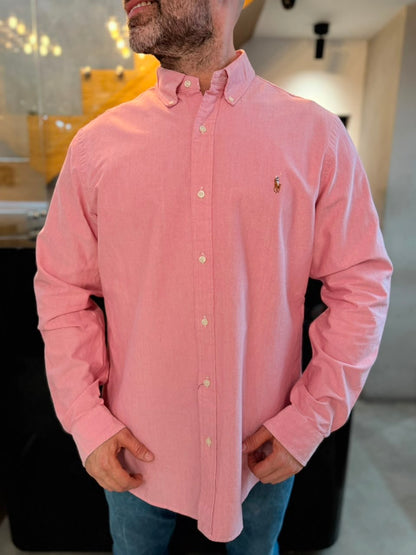Camisa Polo R.L hombre Oxford  Rosa Caballo Multicolor