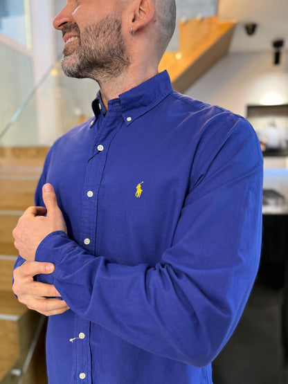 Camisa Polo R.L hombre algodón Azul Rey Caballo Amarillo