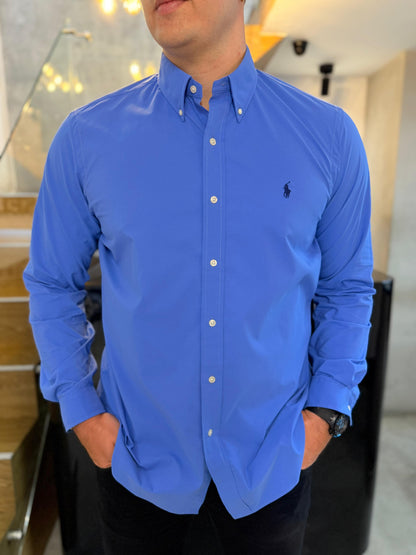 Camisa Polo R.L hombre Performance Azul Caballo Azul