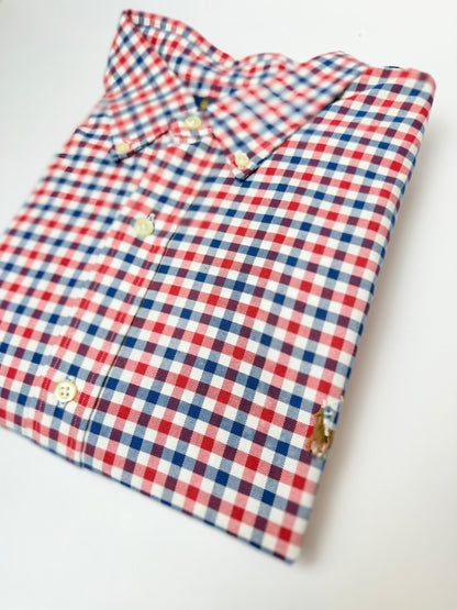 Camisa Polo R.L hombre Oxford  Cuadros Rojos Caballo Multicolor