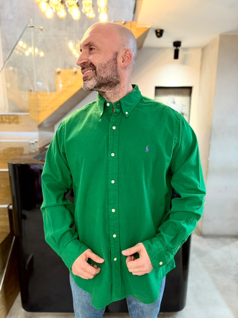 Camisa Polo R.L hombre Algodón Grueso Verde Caballo Morado