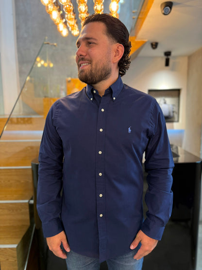 Camisa Polo R.L hombre Algodón slim fit azul Caballo celeste