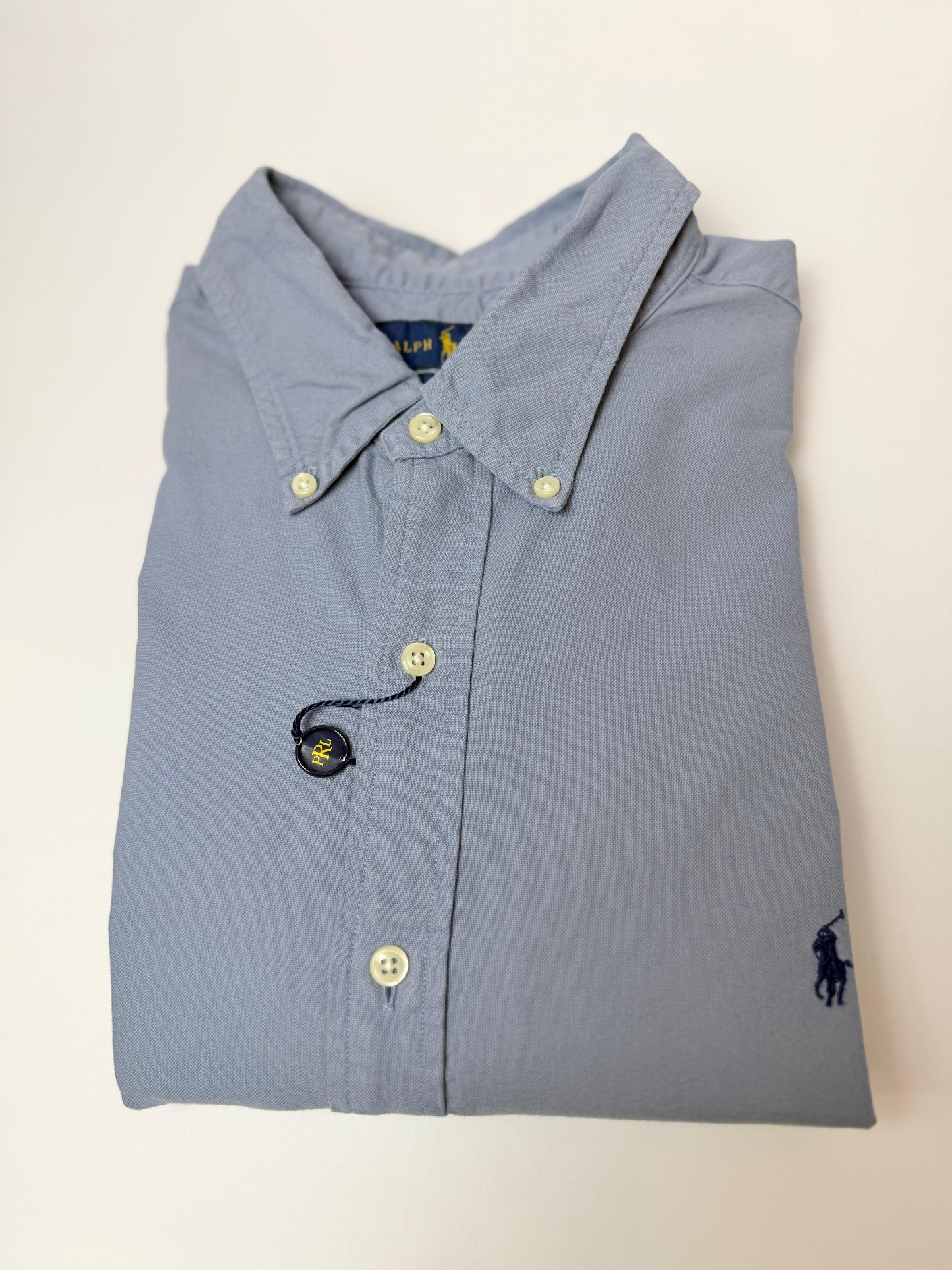 Camisa Polo R.L hombre Oxford Slim Fit Azul Clara Caballo Azul