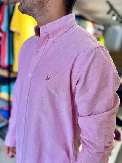 Camisa Polo R.L hombre Oxford Rosada